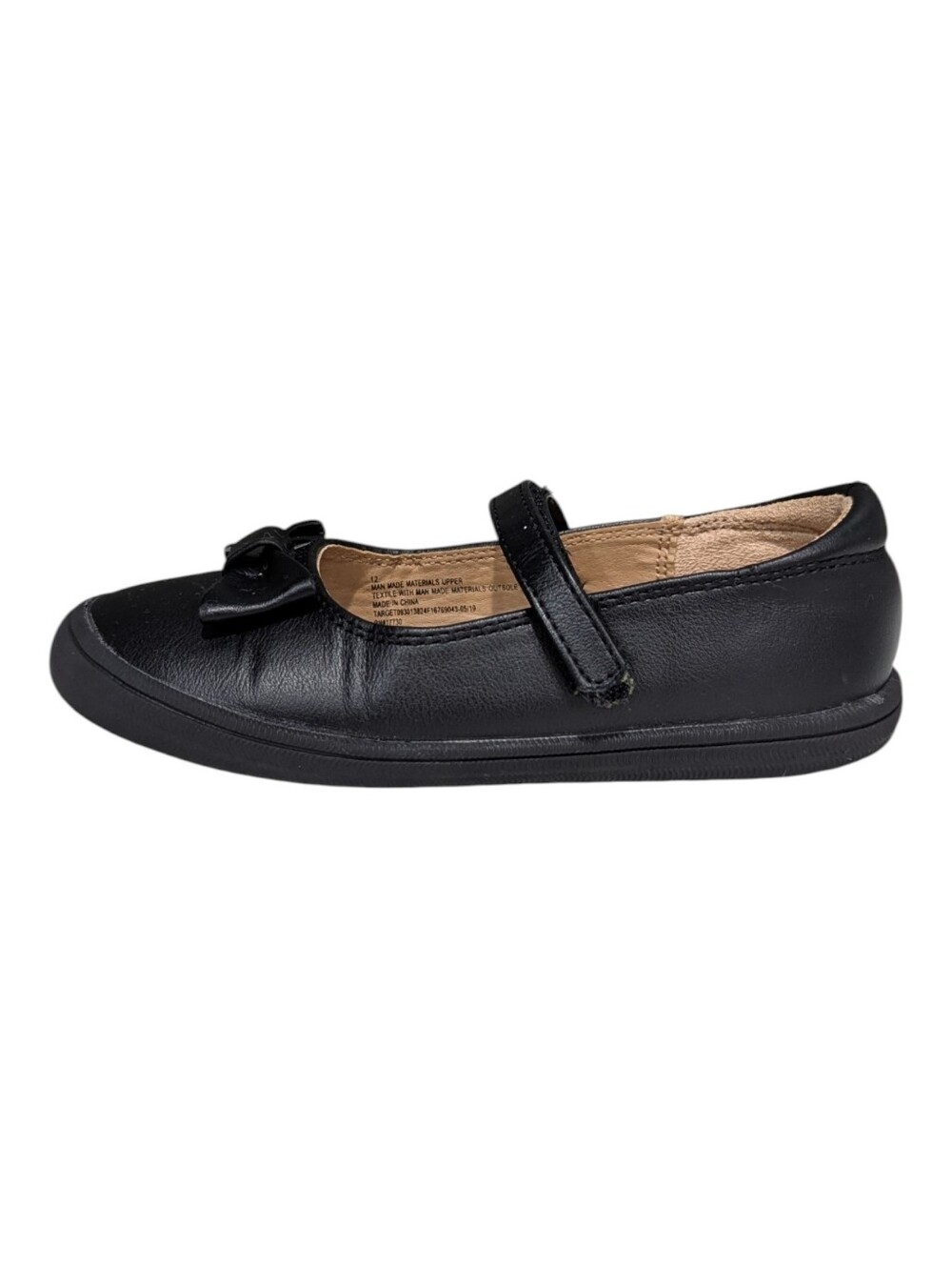 Cat & Jack Kids Black Bow Mary Jane Mj Ballet Flat Shoes Fall Church Girls Sz 12